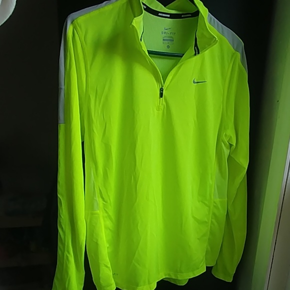 Nike Jackets & Blazers - Nike Neon Yellow Dri-Fit half zip sweater (M)